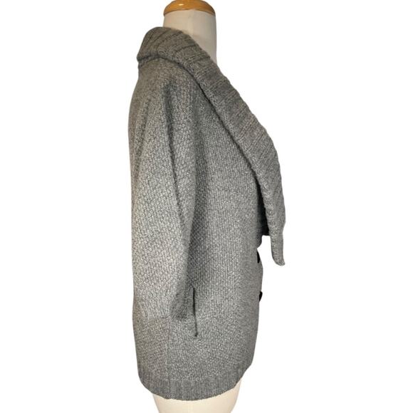 Vintage Dorothy Lee Gray Wool-Cashmere Bubble Sleeve Black Velvet Buttons Medium - Picture 5 of 13